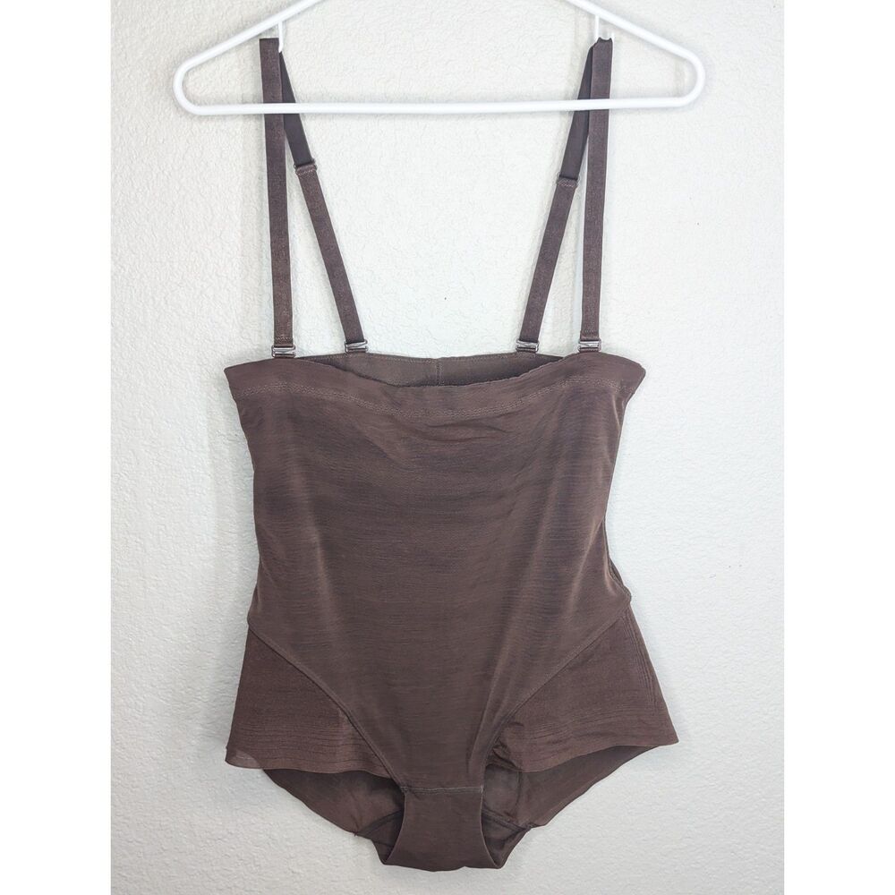 Honeylove Superpower Bodysuit Shapewear Sz XL Brown Sexy Compression Adjustable